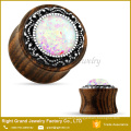 Cheap Customized Brass inlay Wood Saddle Ear Plugs Body Jewelry